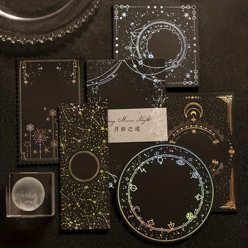 10pcs Laser Golden & Silvery Collage Card Star & Moon Night Series Light Retro