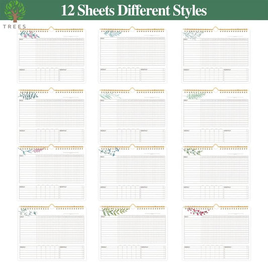 TREES Habit Tracker Calendar Spiral Binding Habit Journal 12 Plant Pages