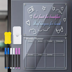 2PCS Acrylic Magnetic Calendars For Fridge, Reusable Planner Whiteboard
