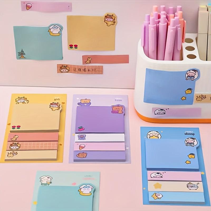 4pcs Cartoon Animal Sticky Note Set - Cute Animal Message Post