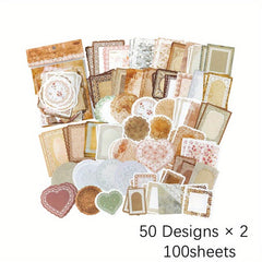 100pcs Retro Note Materials Package Memory Prologue Series Notebook Paper