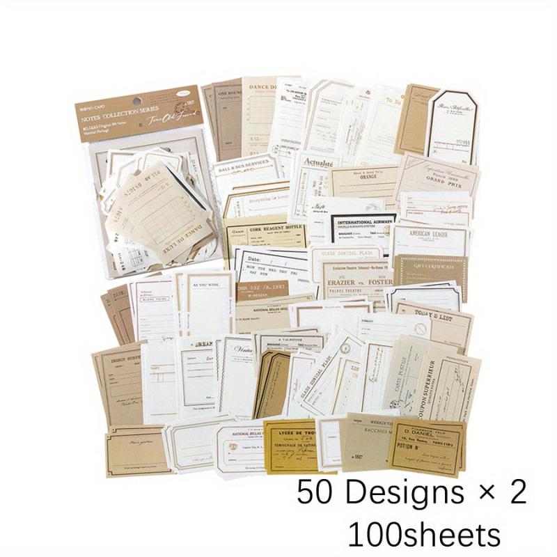 100pcs Retro Note Materials Package Memory Prologue Series Notebook Paper
