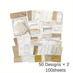 100pcs Retro Note Materials Package Memory Prologue Series Notebook Paper
