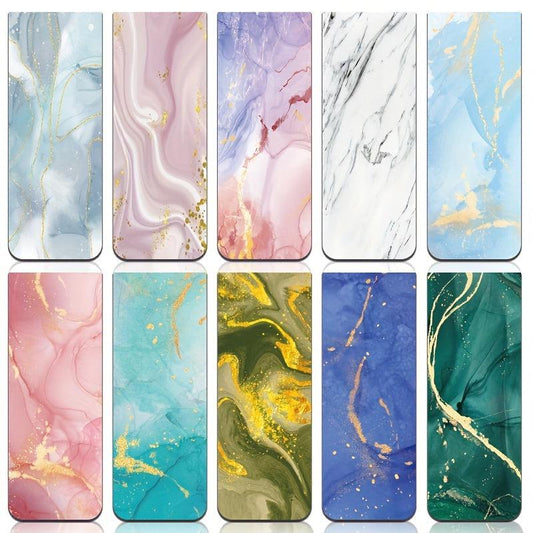 10pcs Marble Magnetic Bookmarks Assorted Colors Magnet Page Markers