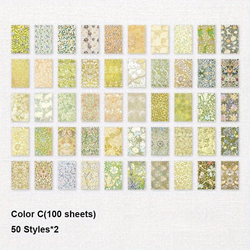 100 Sheets Vintage Flower Patterned Paper for Scrapbooking & Crafts