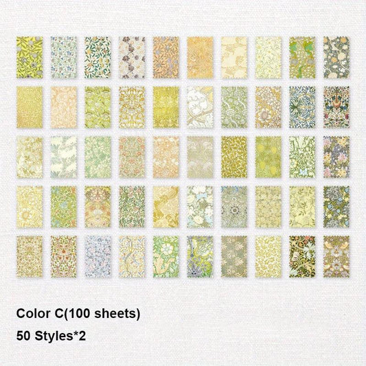 100 Sheets Vintage Flower Patterned Paper for Scrapbooking & Crafts