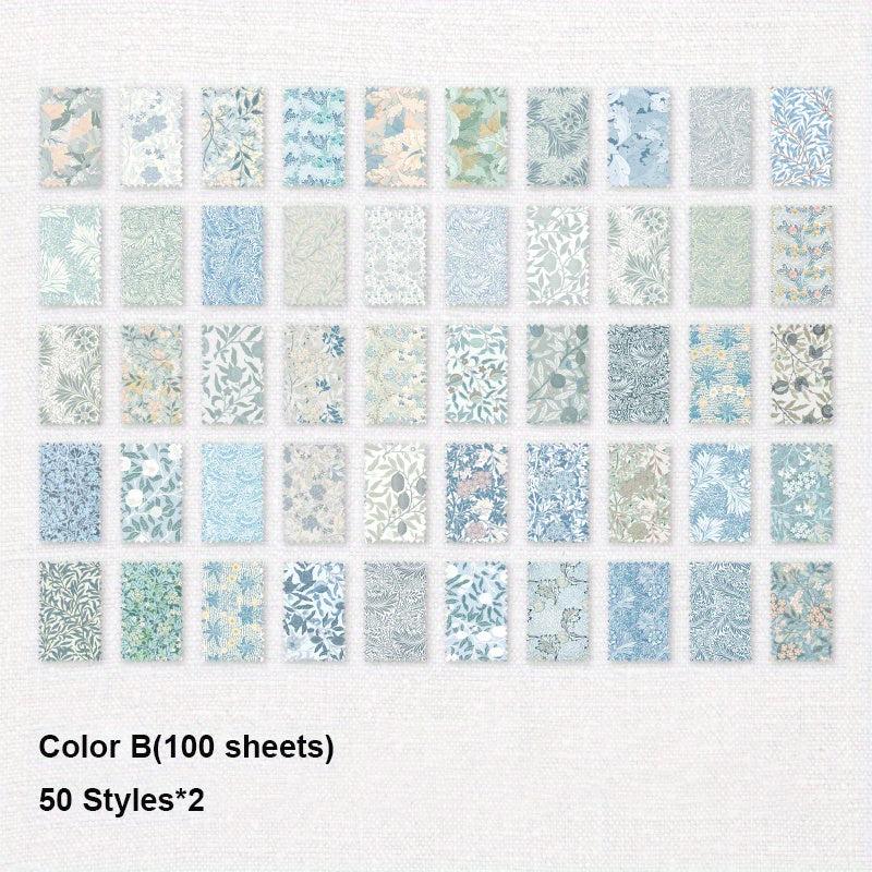 100 Sheets Vintage Flower Patterned Paper for Scrapbooking & Crafts