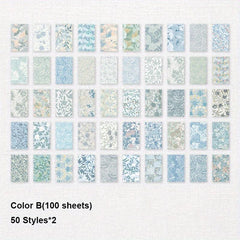 100 Sheets Vintage Flower Patterned Paper for Scrapbooking & Crafts