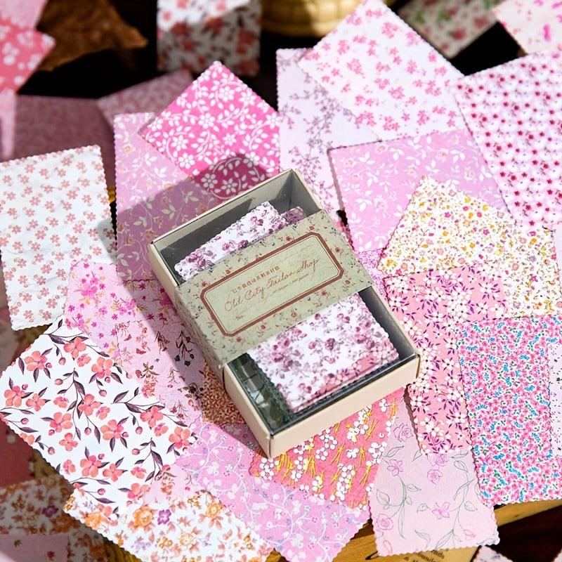 100 Sheets Vintage Flower Patterned Paper for Scrapbooking & Crafts