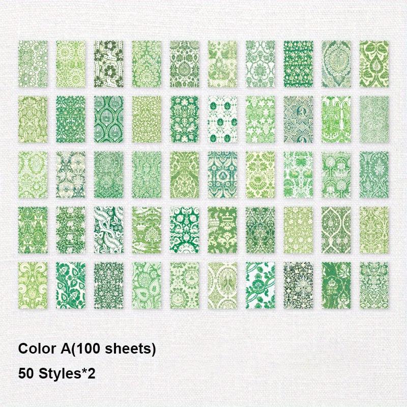 100 Sheets Vintage Flower Patterned Paper for Scrapbooking & Crafts
