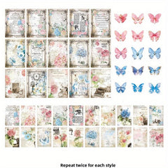 100pcs Retro Wave Series Butterfly Diary Stickers