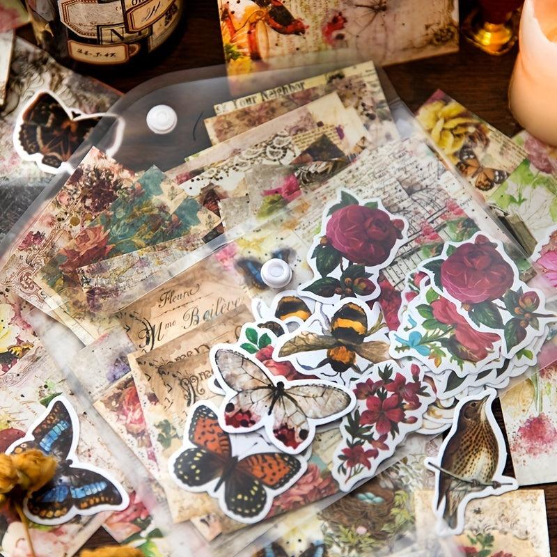 100pcs Retro Wave Series Butterfly Diary Stickers