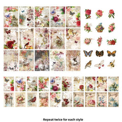 100pcs Retro Wave Series Butterfly Diary Stickers