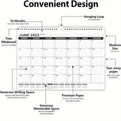 Wall Calendar 18 Monthly Calendar From January To June 36.83 X 27.94 Cm