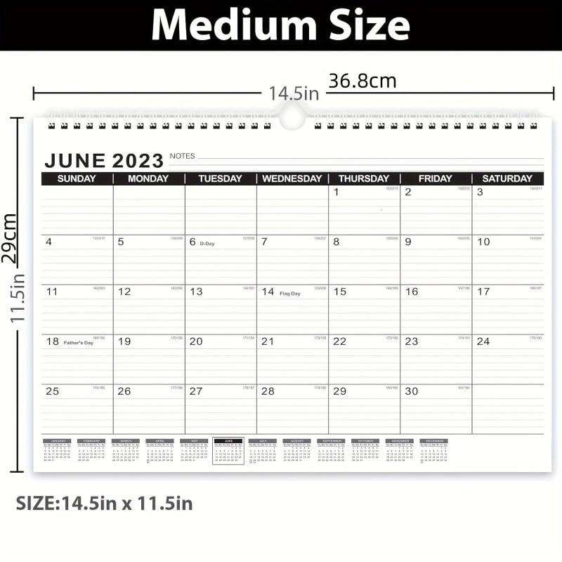Wall Calendar 18 Monthly Calendar From January To June 36.83 X 27.94 Cm