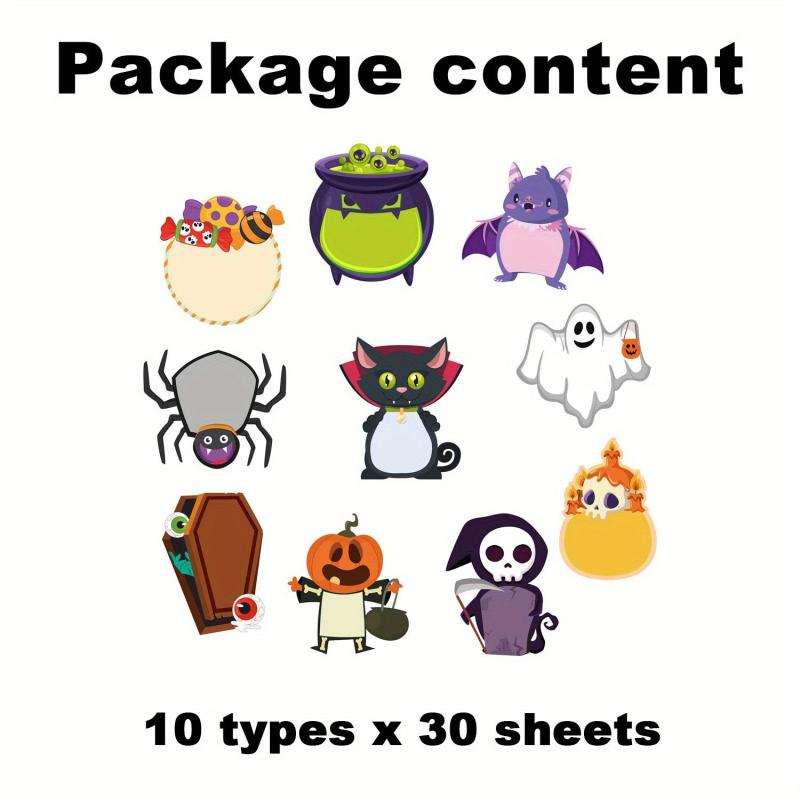 300 Sheets Halloween Cartoon Sticky Notes 10 Books Stickers Page Markers