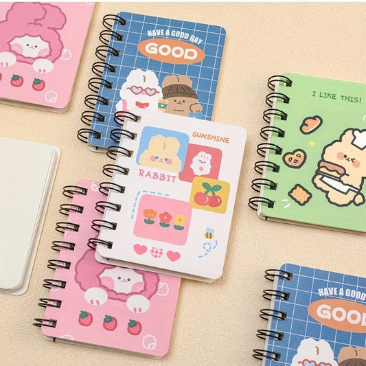 4pcs Cartoon Rabbit Side Flip Coil Notebook A7 Pocket Notepad