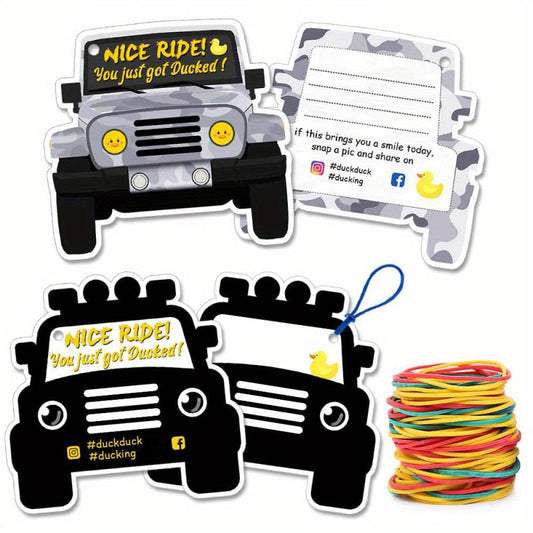 60pcs Duck Duck SUV Cards Car Duck Tags Game Card Printed With Rubber Bands