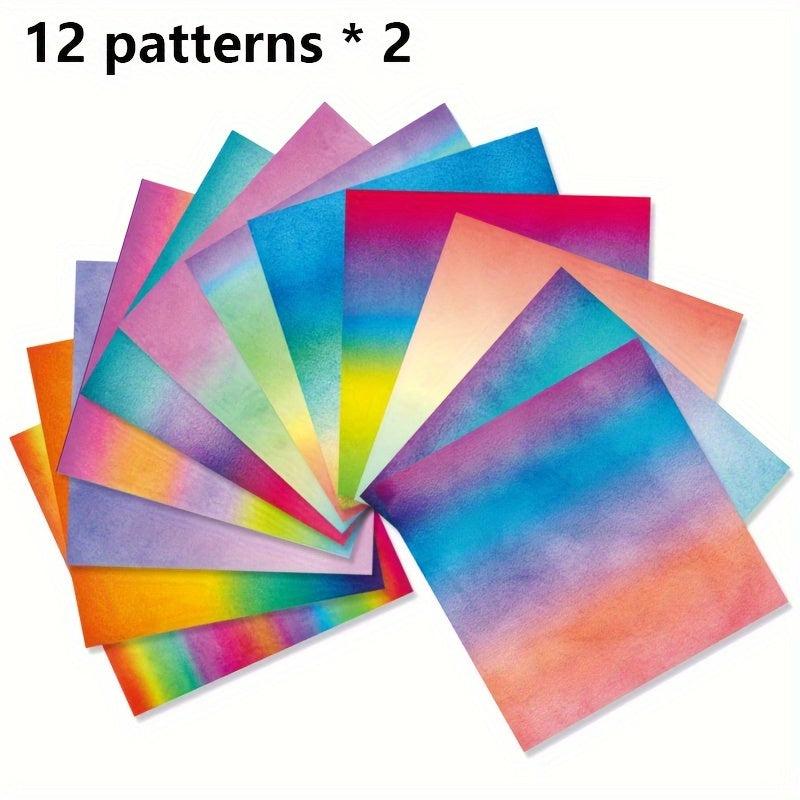 24sheets Rainbow Style DIY Decorative Paper Pad for DIY Crafts