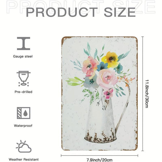 Metal Tin Sign Flowers Born To The Sun Wall Decor