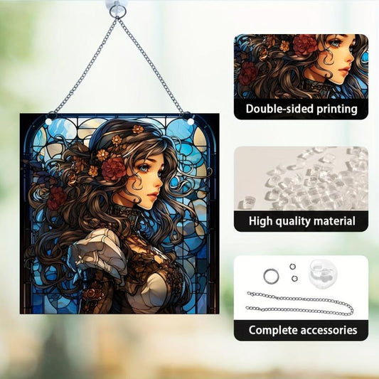 Acrylic Anime Knight Window Decoration Retro Hanging Home Decor
