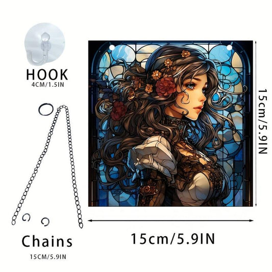 Acrylic Anime Knight Window Decoration Retro Hanging Home Decor