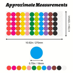 1200PCS Dot Stickers 7 62 10 Coding Labels Round Colored Dot Stickers