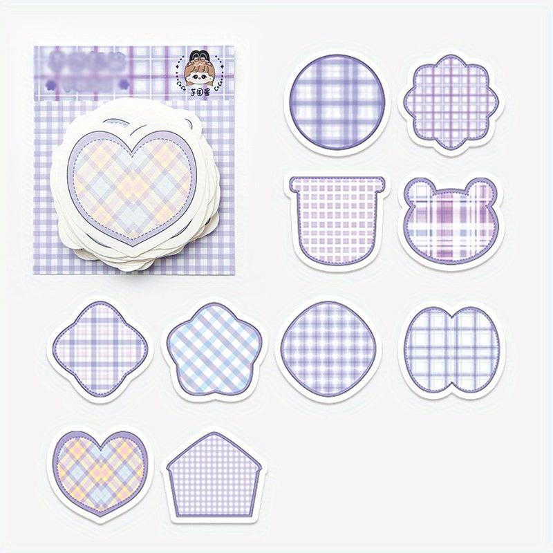 100 Sheets Cartoon Shaped Note Paper Plaid Stripes Memo Paper