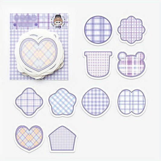 100 Sheets Cartoon Shaped Note Paper Plaid Stripes Memo Paper