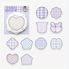 100 Sheets Cartoon Shaped Note Paper Plaid Stripes Memo Paper