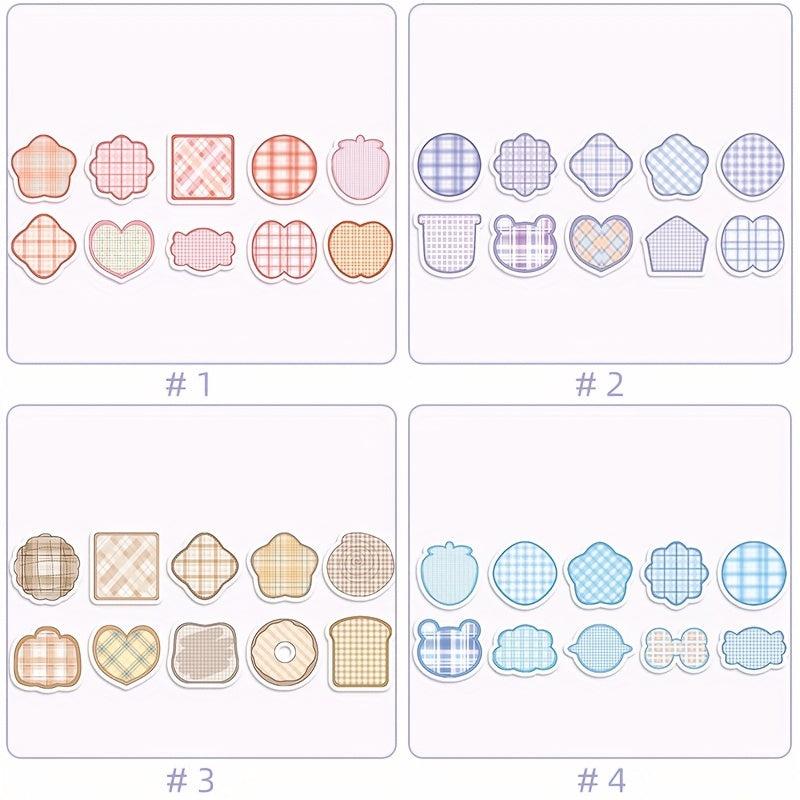 100 Sheets Cartoon Shaped Note Paper Plaid Stripes Memo Paper