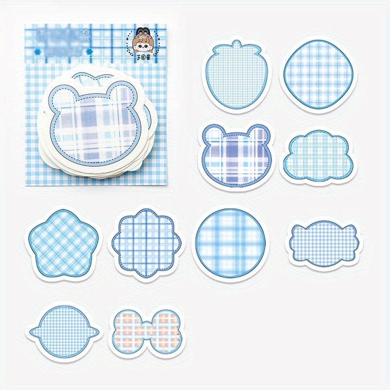 100 Sheets Cartoon Shaped Note Paper Plaid Stripes Memo Paper