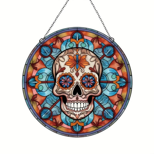 Halloween Floral Skull Glass Decoration Party Supplies