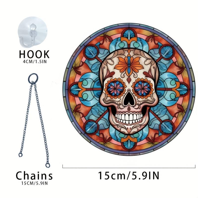 Halloween Floral Skull Glass Decoration Party Supplies