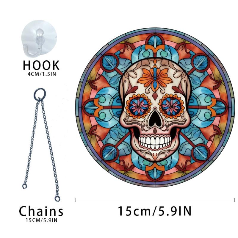 Halloween Floral Skull Glass Decoration Party Supplies