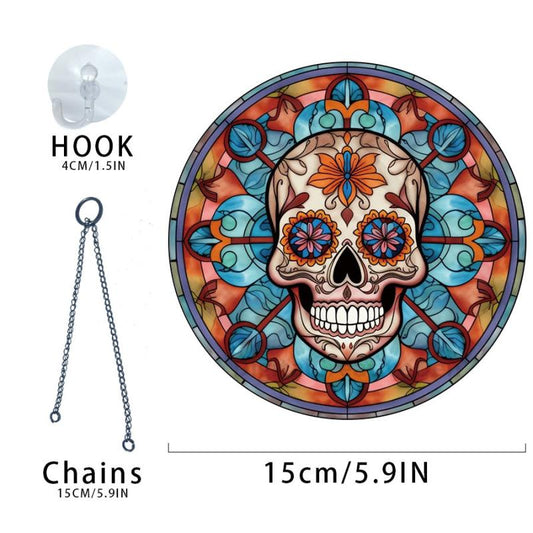 Halloween Floral Skull Glass Decoration Party Supplies