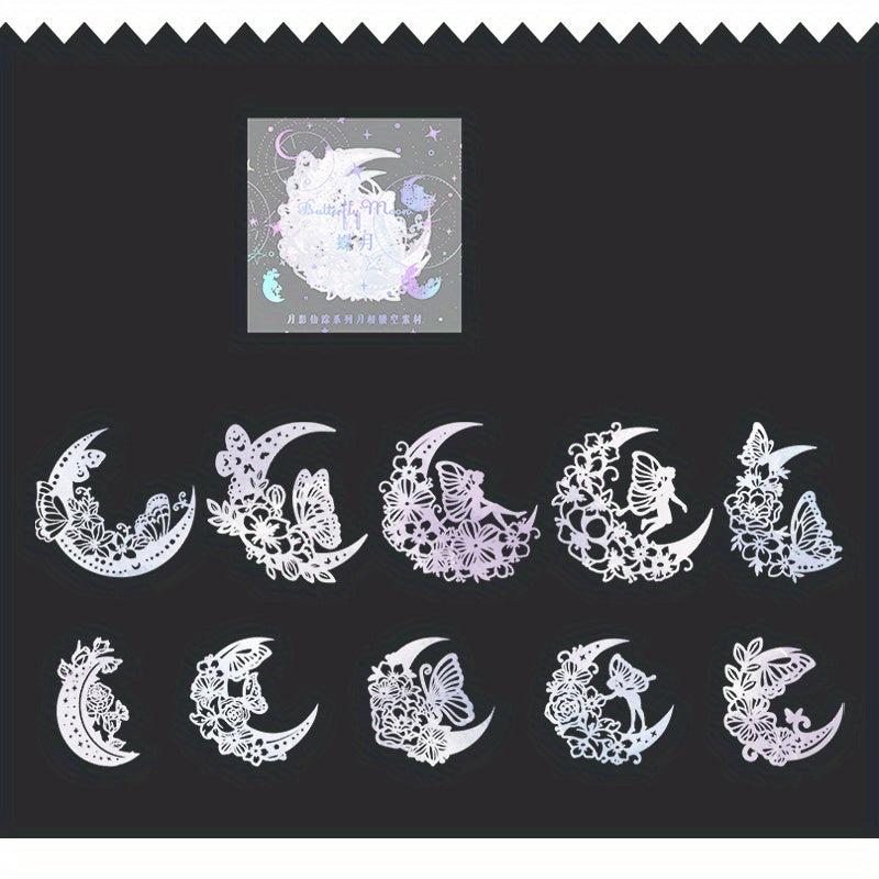 10pcs Retro Hollow Moon Phase Paper for Landscaping, 10x4x2In, 13x5x1In