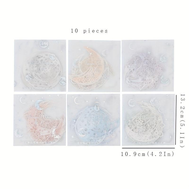 10pcs Retro Hollow Moon Phase Paper for Landscaping, 10x4x2In, 13x5x1In