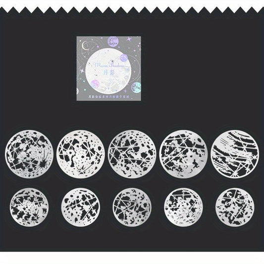 10pcs Retro Hollow Moon Phase Paper for Landscaping, 10x4x2In, 13x5x1In