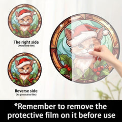 1pc Acrylic Round Christmas Cat Window Decoration