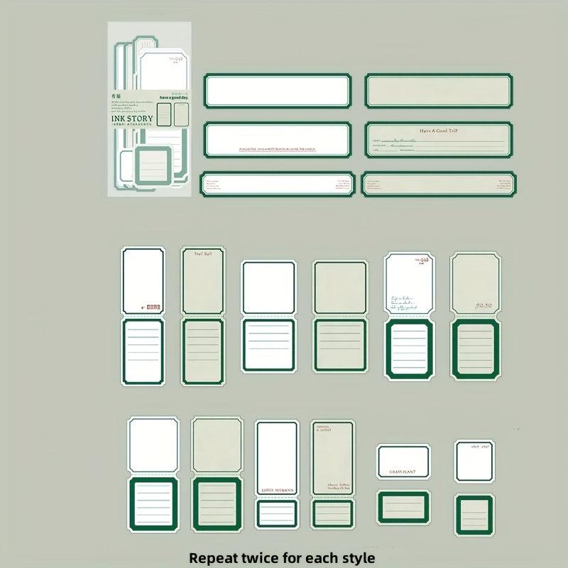 40pcs Retro Border Journal Material Decorative Collage Non Adhesive Pen Ink Set