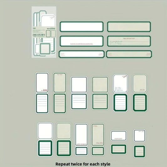 40pcs Retro Border Journal Material Decorative Collage Non Adhesive Pen Ink Set