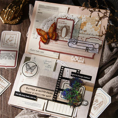 40pcs Retro Border Journal Material Decorative Collage Non Adhesive Pen Ink Set