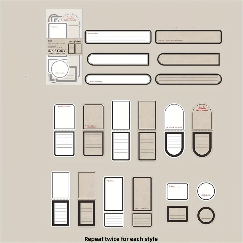 40pcs Retro Border Journal Material Decorative Collage Non Adhesive Pen Ink Set
