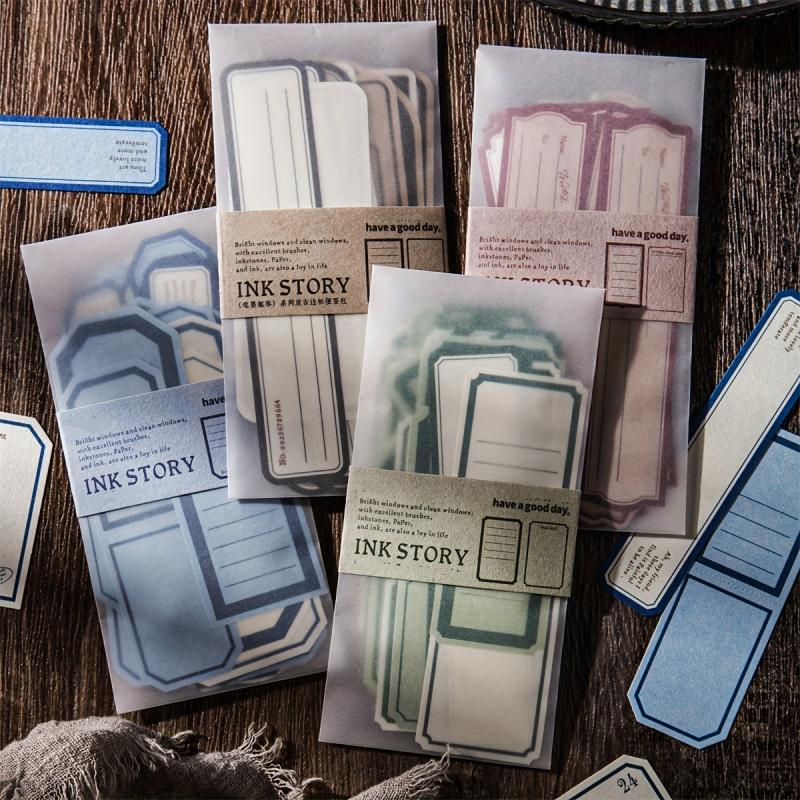 40pcs Retro Border Journal Material Decorative Collage Non Adhesive Pen Ink Set
