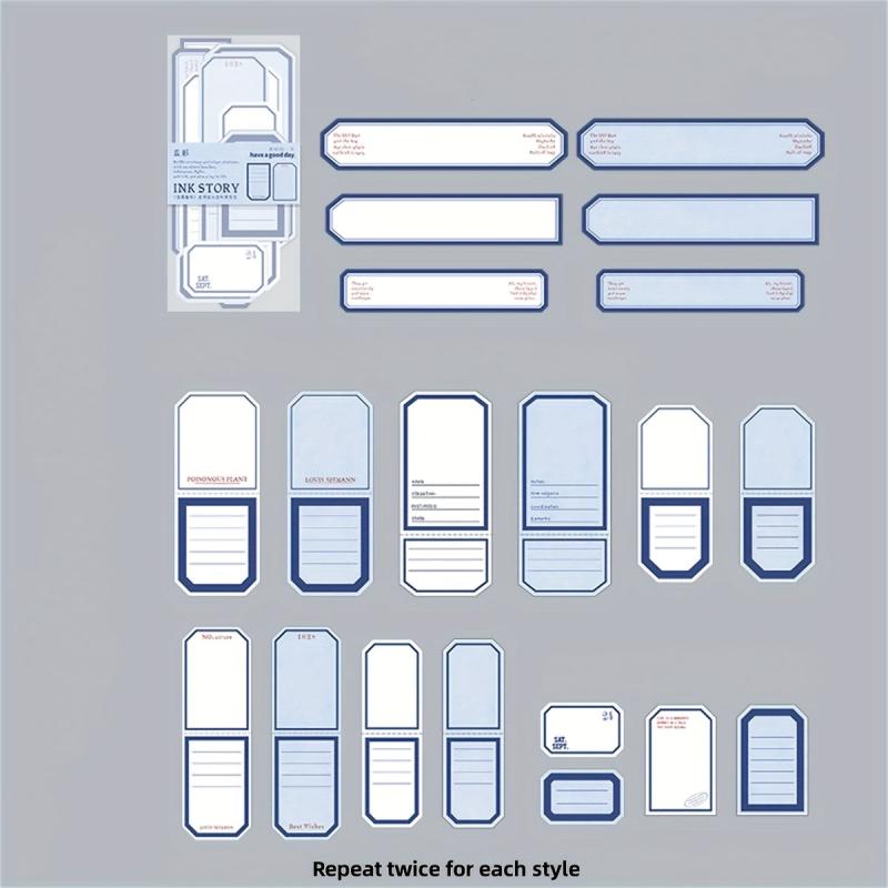 40pcs Retro Border Journal Material Decorative Collage Non Adhesive Pen Ink Set