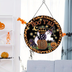 Halloween Window Decoration Ghost Pumpkin Night Party Background