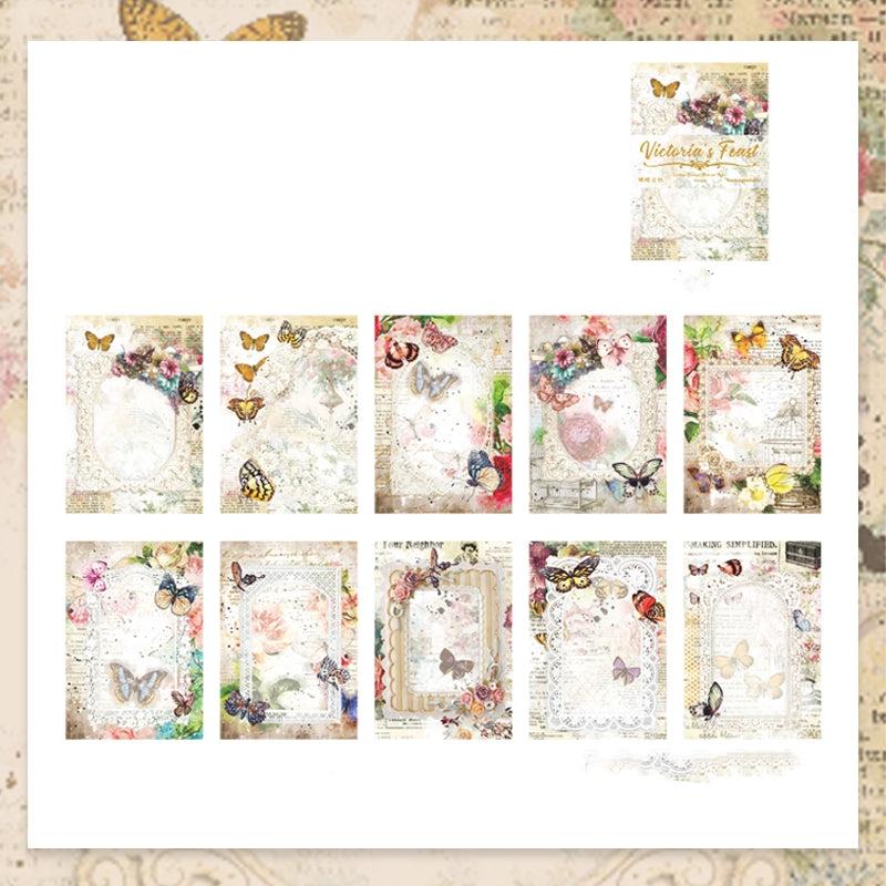 30 Sheets Retro Lace Material Paper Artist Ledger Backing Paper