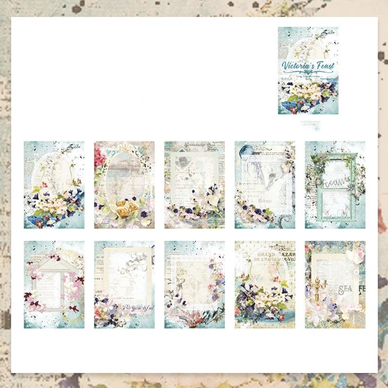 30 Sheets Retro Lace Material Paper Artist Ledger Backing Paper