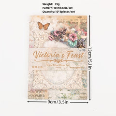 30 Sheets Retro Lace Material Paper Artist Ledger Backing Paper
